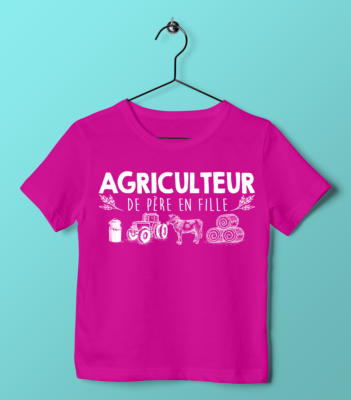 TEE SHIRT ENFANT "AGRICULTEUR DE PERE EN FILLE"