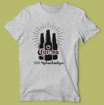 TEE-SHIRT  "CORONA 100% HYDRO ALCOOLIQUE"