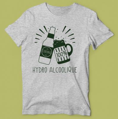 TEE-SHIRT  "CORONA 100% HYDRO ALCOOLIQUE"