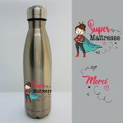 BOUTEILLE ISOTHERME "SUPER MAÎTRESSE" HÉROÏNE BRUNE