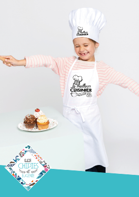 Tablier et toque Enfant avec un kit Pâtisserie Garçon ou Fille – Cuisiner  Sympa