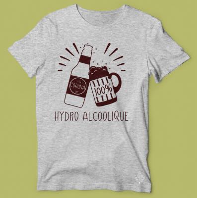 TEE-SHIRT  "CORONA 100% HYDRO ALCOOLIQUE"